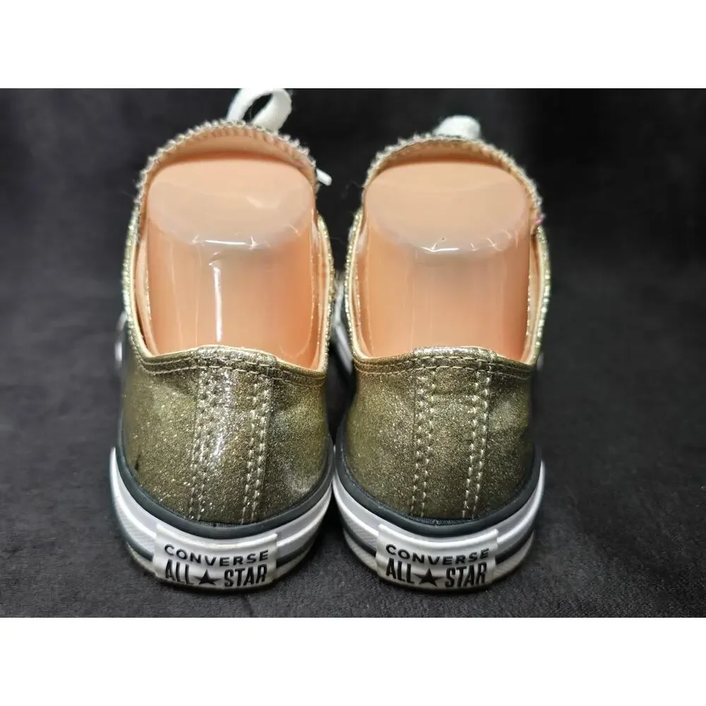 Converse Chuck Taylor Glittery Gold All Star Low Top Sneaker Lace Up Tennis Shoe